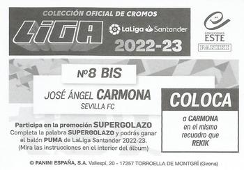 2022-23 Panini LaLiga Santander Este Stickers #8BIS José Ángel Carmona Back