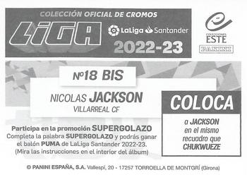 2022-23 Panini LaLiga Santander Este Stickers #18BIS Nicolas Jackson Back