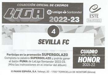 2022-23 Panini LaLiga Santander Este Stickers - Cuardo de Honor #4 Formación Sevilla FC Back