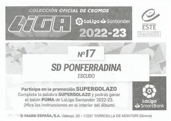 2022-23 Panini LaLiga Santander Este Stickers - Escudos LaLiga SmartBank #17 SD Ponferradina Back