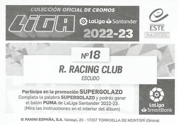 2022-23 Panini LaLiga Santander Este Stickers - Escudos LaLiga SmartBank #18 R. Racing Club Back