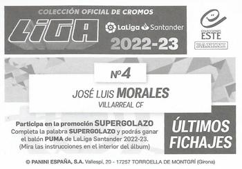 2022-23 Panini LaLiga Santander Este Stickers - Ultimos Fichajes #4 José Luis Morales Back