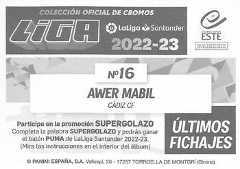 2022-23 Panini LaLiga Santander Este Stickers - Ultimos Fichajes #16 Awer Mabil Back