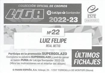 2022-23 Panini LaLiga Santander Este Stickers - Ultimos Fichajes #22 Luiz Felipe Back