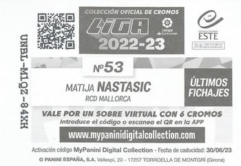 2022-23 Panini LaLiga Santander Este Stickers - Ultimos Fichajes #53 Matija Nastasic Back