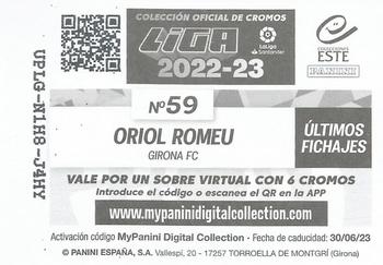 2022-23 Panini LaLiga Santander Este Stickers - Ultimos Fichajes #59 Oriol Romeu Back