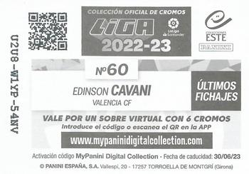 2022-23 Panini LaLiga Santander Este Stickers - Ultimos Fichajes #60 Edinson Cavani Back