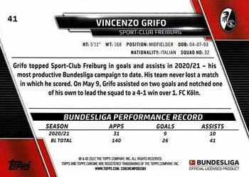 2021-22 Topps Chrome Bundesliga - Gold RayWave Refractors #41 Vincenzo Grifo Back
