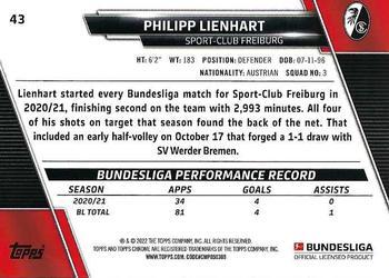 2021-22 Topps Chrome Bundesliga - Gold RayWave Refractors #43 Philipp Lienhart Back