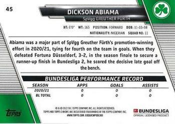 2021-22 Topps Chrome Bundesliga - Gold RayWave Refractors #45 Dickson Abiama Back