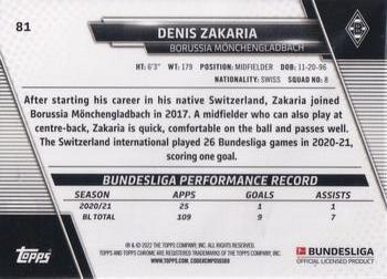 2021-22 Topps Chrome Bundesliga - Gold RayWave Refractors #81 Denis Zakaria Back
