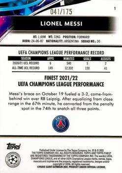 2021-22 Finest UEFA Champions League - Speckle #1 Lionel Messi Back