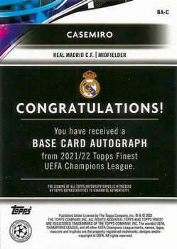 2021-22 Finest UEFA Champions League - Base Autographs #BA-C Casemiro Back