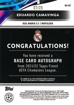 2021-22 Finest UEFA Champions League - Base Autographs Orange #BA-EC Eduardo Camavinga Back