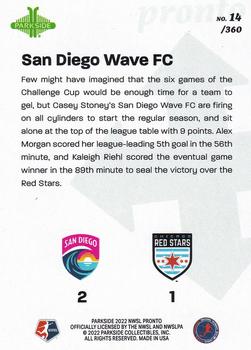 2022 Parkside NWSL Pronto #14 San Diego Wave FC Back