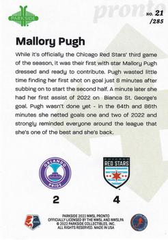 2022 Parkside NWSL Pronto #21 Mallory Pugh Back