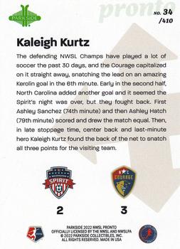 2022 Parkside NWSL Pronto #34 Kaleigh Kurtz Back