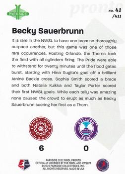 2022 Parkside NWSL Pronto #41 Becky Sauerbrunn Back