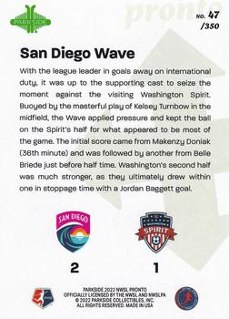 2022 Parkside NWSL Pronto #47 San Diego Wave Back