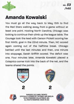 2022 Parkside NWSL Pronto #53 Amanda Kowalski Back