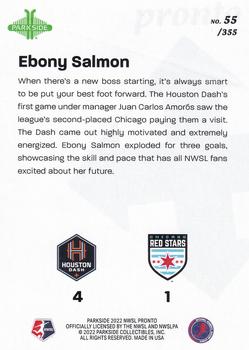2022 Parkside NWSL Pronto #55 Ebony Salmon Back