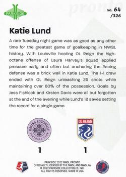 2022 Parkside NWSL Pronto #64 Katie Lund Back