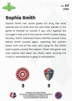 2022 Parkside NWSL Pronto #65 Sophia Smith Back