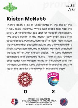 2022 Parkside NWSL Pronto #83 Kristen McNabb Back
