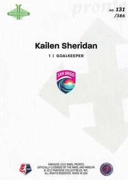 2022 Parkside NWSL Pronto #131 Kailen Sheridan Back