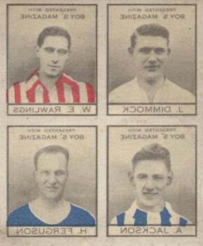 1927-28 Boys' Magazine Transfers of Footballers #NNO James Dimmock / Bill Rawlings / Alex Jackson / Hughie Ferguson Front