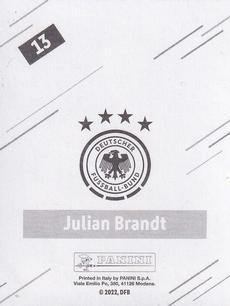 2022 Panini FIFA World Cup: Qatar 2022 Stickers DFB Team Germany #13 Julian Brandt Back