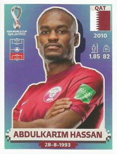 2022 Panini FIFA World Cup: Qatar 2022 Stickers (Blue Fronts w/ White Border) #QAT7 Abdelkarim Hassan Front