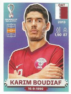 2022 Panini FIFA World Cup: Qatar 2022 Stickers (Blue Fronts w/ White Border) #QAT12 Karim Boudiaf Front