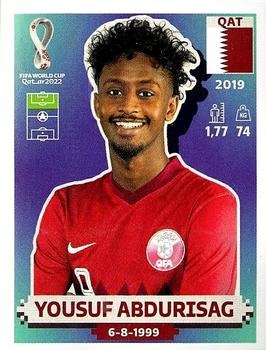 2022 Panini FIFA World Cup: Qatar 2022 Stickers (Blue Fronts w/ White Border) #QAT15 Yusuf Abdurisag Front