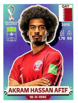 2022 Panini FIFA World Cup: Qatar 2022 Stickers (Blue Fronts w/ White Border) #QAT16 Akram Hassan Afif Front