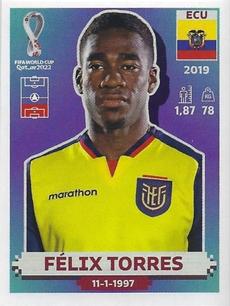 2022 Panini FIFA World Cup: Qatar 2022 Stickers (Blue Fronts w/ White Border) #ECU10 Felix Torres Front