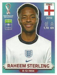 2022 Panini FIFA World Cup: Qatar 2022 Stickers (Blue Fronts w/ White Border) #ENG20 Raheem Sterling Front