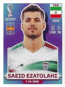 2022 Panini FIFA World Cup: Qatar 2022 Stickers (Blue Fronts w/ White Border) #IRN13 Saeid Ezatolahi Front