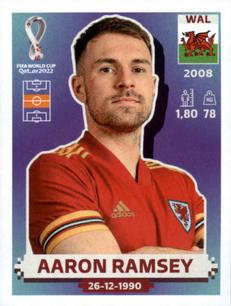 2022 Panini FIFA World Cup: Qatar 2022 Stickers (Blue Fronts w/ White Border) #WAL14 Aaron Ramsey Front