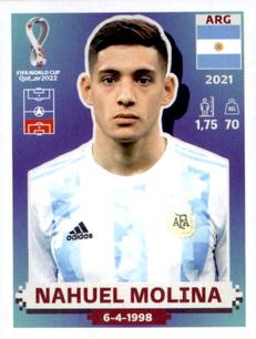 2022 Panini FIFA World Cup: Qatar 2022 Stickers (Blue Fronts w/ White Border) #ARG6 Nahuel Molina Front