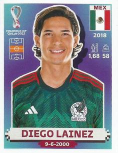 2022 Panini FIFA World Cup: Qatar 2022 Stickers (Blue Fronts w/ White Border) #MEX16 Diego Lainez Front