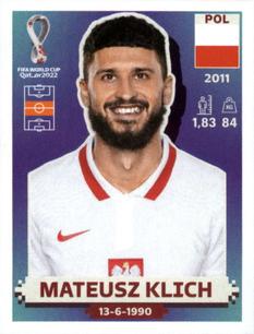 2022 Panini FIFA World Cup: Qatar 2022 Stickers (Blue Fronts w/ White Border) #POL12 Mateusz Klich Front