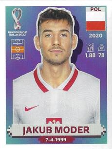 2022 Panini FIFA World Cup: Qatar 2022 Stickers (Blue Fronts w/ White Border) #POL14 Jakub Moder Front