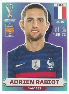 2022 Panini FIFA World Cup: Qatar 2022 Stickers (Blue Fronts w/ White Border) #FRA13 Adrien Rabiot Front