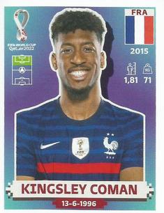 2022 Panini FIFA World Cup: Qatar 2022 Stickers (Blue Fronts w/ White Border) #FRA17 Kingsley Coman Front