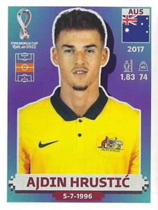 2022 Panini FIFA World Cup: Qatar 2022 Stickers (Blue Fronts w/ White Border) #AUS11 Ajdin Hrustic Front