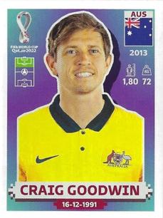 2022 Panini FIFA World Cup: Qatar 2022 Stickers (Blue Fronts w/ White Border) #AUS18 Craig Goodwin Front