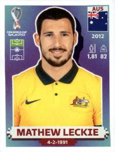2022 Panini FIFA World Cup: Qatar 2022 Stickers (Blue Fronts w/ White Border) #AUS19 Mathew Leckie Front