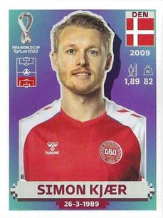 2022 Panini FIFA World Cup: Qatar 2022 Stickers (Blue Fronts w/ White Border) #DEN6 Simon Kjær Front