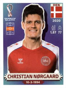 2022 Panini FIFA World Cup: Qatar 2022 Stickers (Blue Fronts w/ White Border) #DEN14 Christian Nørgaard Front